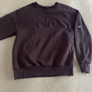 ALO Yoga Black Crewneck Sweater with Subtle Logo